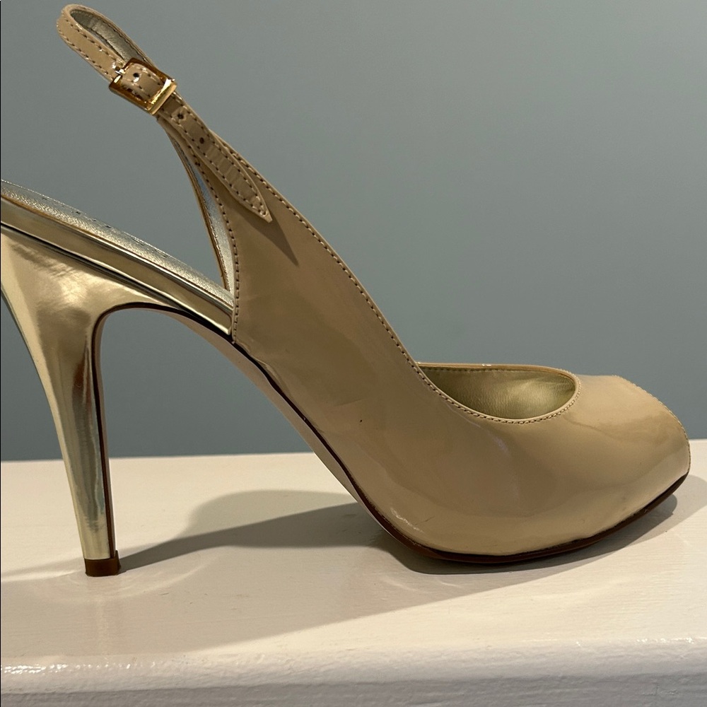 Guess by Marciano Gold and Cream Slingback Heels